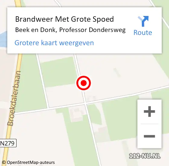 Locatie op kaart van de 112 melding: Brandweer Met Grote Spoed Naar Beek en Donk, Professor Dondersweg op 29 maart 2022 23:35