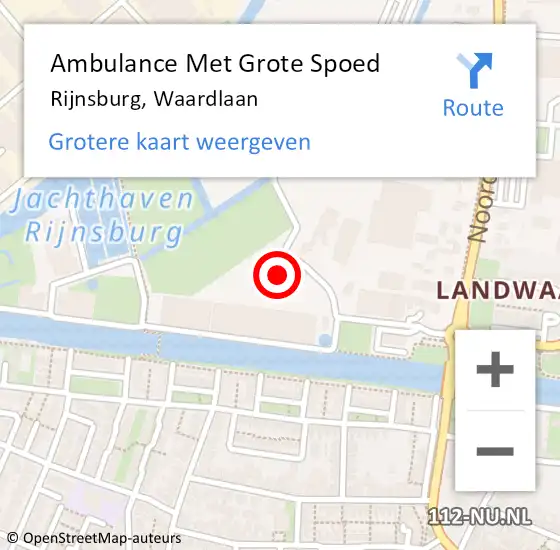 Locatie op kaart van de 112 melding: Ambulance Met Grote Spoed Naar Rijnsburg, Waardlaan op 29 maart 2022 23:56