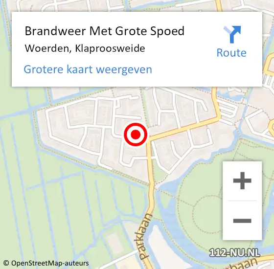 Locatie op kaart van de 112 melding: Brandweer Met Grote Spoed Naar Woerden, Klaproosweide op 30 maart 2022 00:05