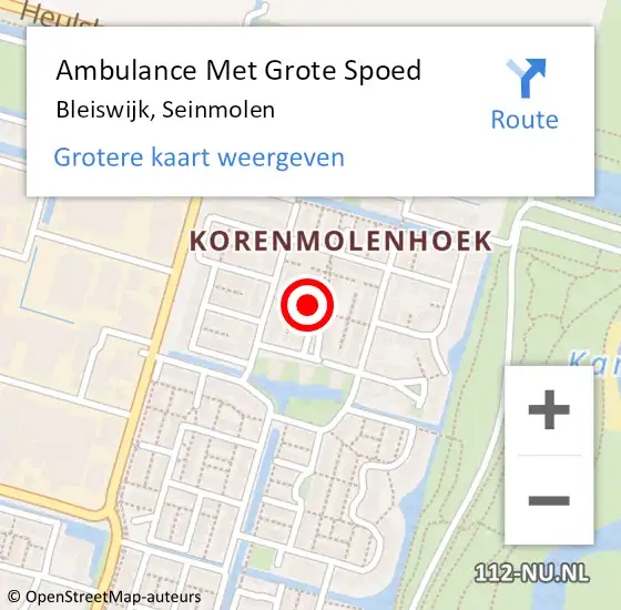 Locatie op kaart van de 112 melding: Ambulance Met Grote Spoed Naar Bleiswijk, Seinmolen op 30 maart 2022 00:22