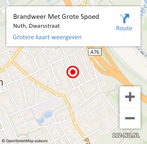 Locatie op kaart van de 112 melding: Brandweer Met Grote Spoed Naar Nuth, Dwarsstraat op 30 maart 2022 00:32