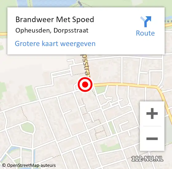 Locatie op kaart van de 112 melding: Brandweer Met Spoed Naar Opheusden, Dorpsstraat op 12 juli 2014 17:10