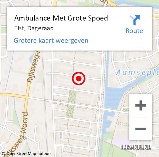 Locatie op kaart van de 112 melding: Ambulance Met Grote Spoed Naar Elst, Dageraad op 30 maart 2022 01:27