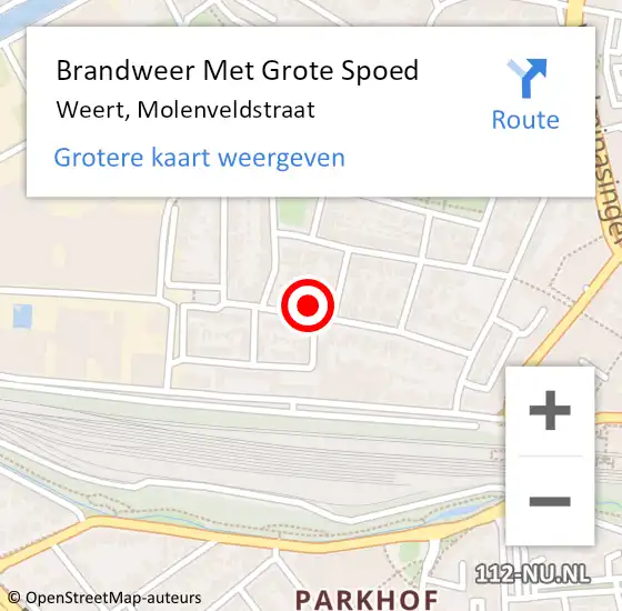 Locatie op kaart van de 112 melding: Brandweer Met Grote Spoed Naar Weert, Molenveldstraat op 30 maart 2022 02:04