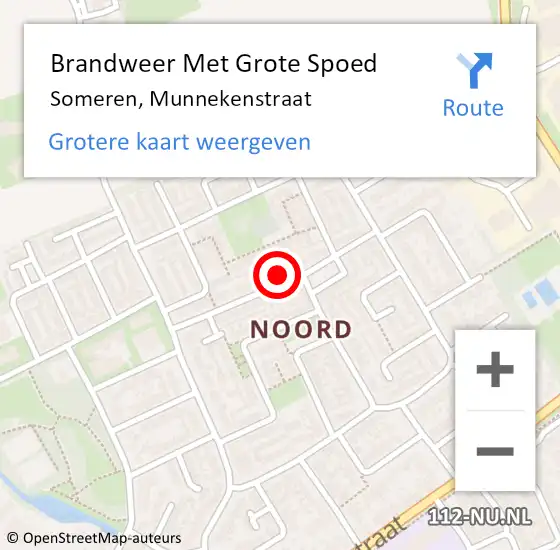 Locatie op kaart van de 112 melding: Brandweer Met Grote Spoed Naar Someren, Munnekenstraat op 30 maart 2022 03:11