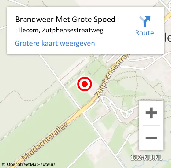 Locatie op kaart van de 112 melding: Brandweer Met Grote Spoed Naar Ellecom, Zutphensestraatweg op 30 maart 2022 03:26