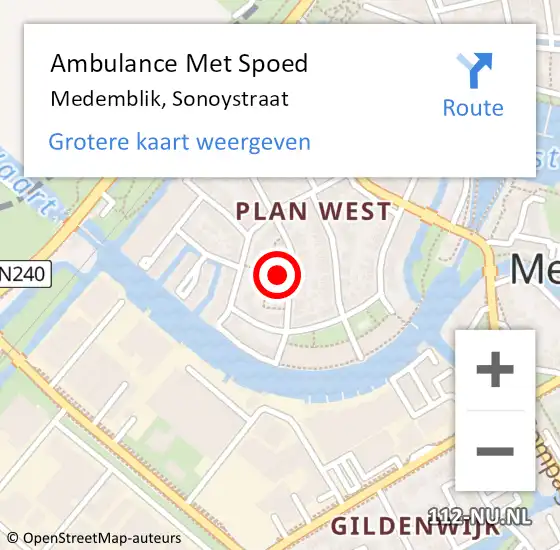 Locatie op kaart van de 112 melding: Ambulance Met Spoed Naar Medemblik, Sonoystraat op 30 maart 2022 03:51