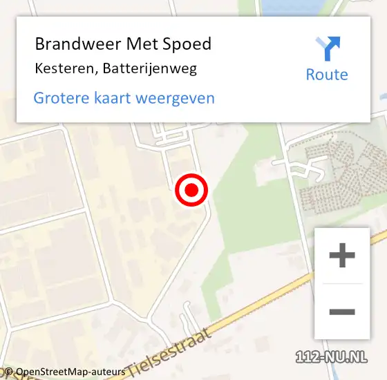 Locatie op kaart van de 112 melding: Brandweer Met Spoed Naar Kesteren, Batterijenweg op 30 maart 2022 05:03