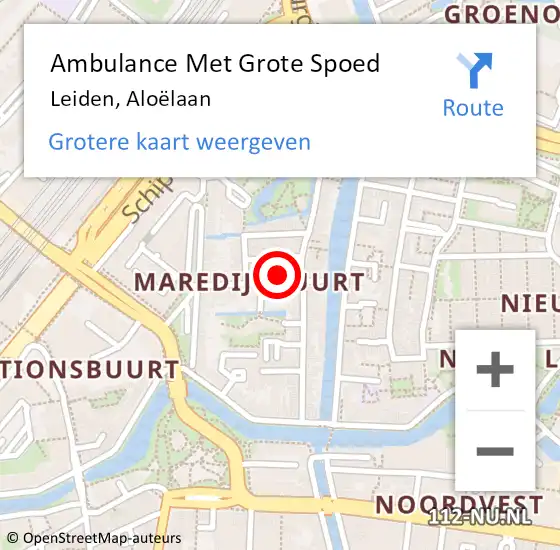 Locatie op kaart van de 112 melding: Ambulance Met Grote Spoed Naar Leiden, Aloëlaan op 30 maart 2022 05:37