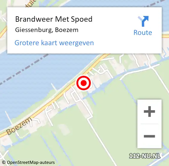 Locatie op kaart van de 112 melding: Brandweer Met Spoed Naar Giessenburg, Boezem op 30 maart 2022 05:52