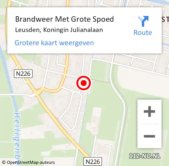 Locatie op kaart van de 112 melding: Brandweer Met Grote Spoed Naar Leusden, Koningin Julianalaan op 30 maart 2022 06:08