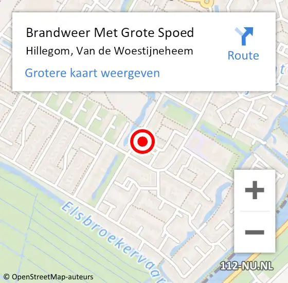 Locatie op kaart van de 112 melding: Brandweer Met Grote Spoed Naar Hillegom, Van de Woestijneheem op 30 maart 2022 07:03