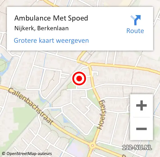 Locatie op kaart van de 112 melding: Ambulance Met Spoed Naar Nijkerk, Berkenlaan op 12 juli 2014 17:32