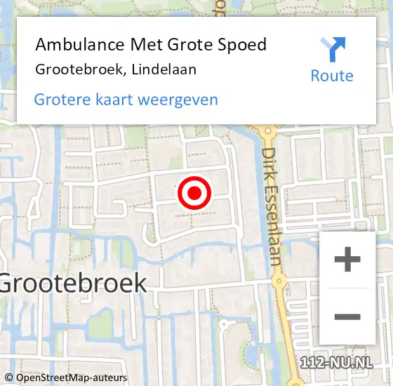 Locatie op kaart van de 112 melding: Ambulance Met Grote Spoed Naar Grootebroek, Lindelaan op 30 maart 2022 08:24