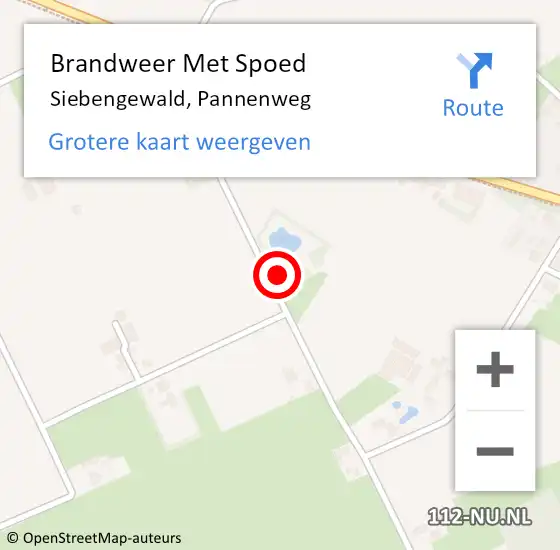 Locatie op kaart van de 112 melding: Brandweer Met Spoed Naar Siebengewald, Pannenweg op 30 maart 2022 08:32