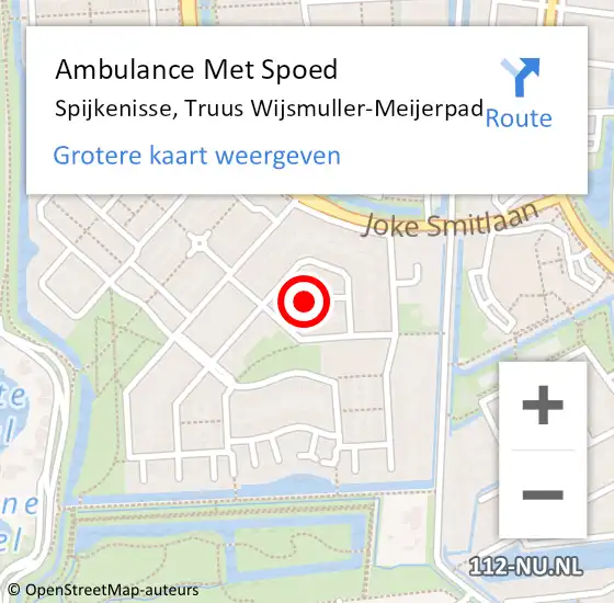 Locatie op kaart van de 112 melding: Ambulance Met Spoed Naar Spijkenisse, Truus Wijsmuller-Meijerpad op 30 maart 2022 08:37