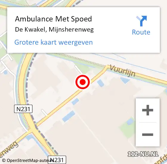 Locatie op kaart van de 112 melding: Ambulance Met Spoed Naar De Kwakel, Mijnsherenweg op 30 maart 2022 08:37