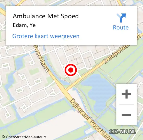 Locatie op kaart van de 112 melding: Ambulance Met Spoed Naar Edam, Ye op 30 maart 2022 08:45