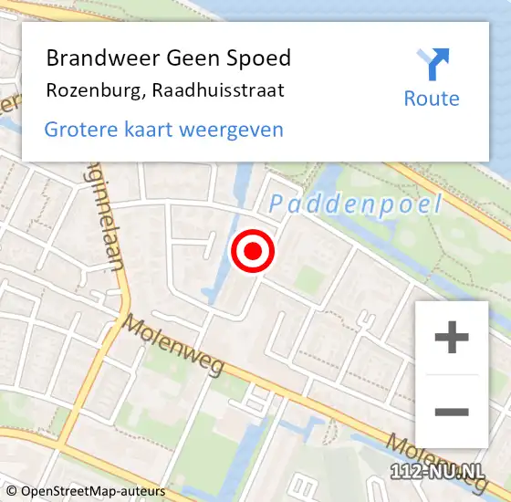 Locatie op kaart van de 112 melding: Brandweer Geen Spoed Naar Rozenburg, Raadhuisstraat op 30 maart 2022 09:03