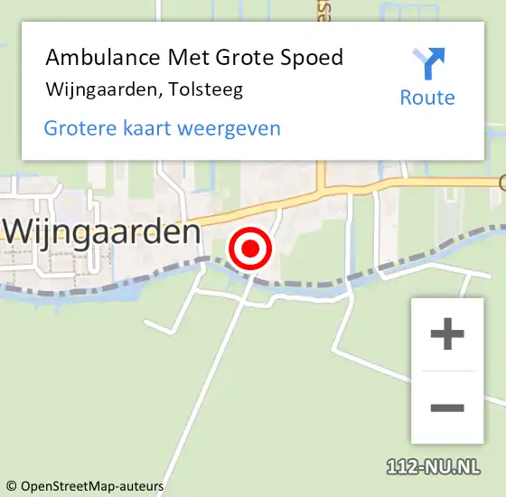 Locatie op kaart van de 112 melding: Ambulance Met Grote Spoed Naar Wijngaarden, Tolsteeg op 30 maart 2022 09:14