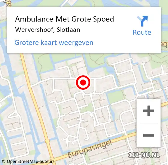 Locatie op kaart van de 112 melding: Ambulance Met Grote Spoed Naar Wervershoof, Slotlaan op 30 maart 2022 09:19
