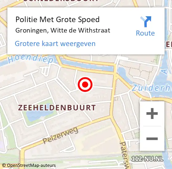 Locatie op kaart van de 112 melding: Politie Met Grote Spoed Naar Groningen, Witte de Withstraat op 30 maart 2022 09:48