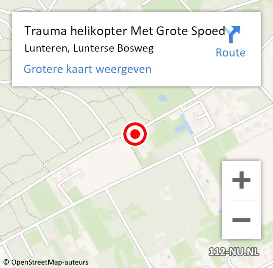 Locatie op kaart van de 112 melding: Trauma helikopter Met Grote Spoed Naar Lunteren, Lunterse Bosweg op 30 maart 2022 09:51