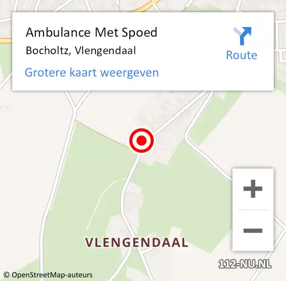 Locatie op kaart van de 112 melding: Ambulance Met Spoed Naar Bocholtz, Vlengendaal op 12 juli 2014 17:39