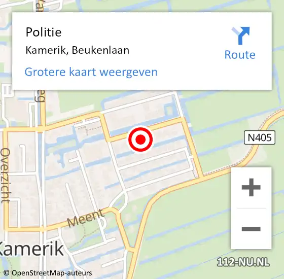 Locatie op kaart van de 112 melding: Politie Kamerik, Beukenlaan op 30 maart 2022 10:07