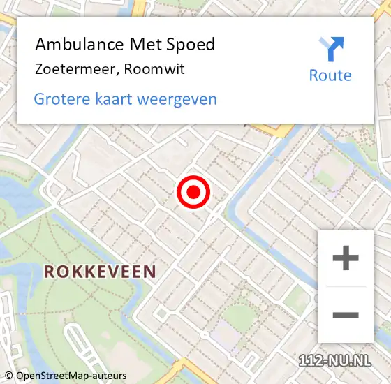 Locatie op kaart van de 112 melding: Ambulance Met Spoed Naar Zoetermeer, Roomwit op 30 maart 2022 10:11