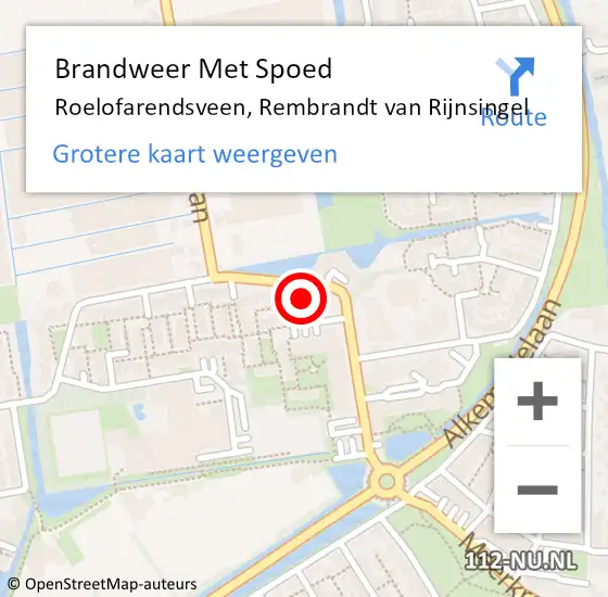 Locatie op kaart van de 112 melding: Brandweer Met Spoed Naar Roelofarendsveen, Rembrandt van Rijnsingel op 30 maart 2022 10:11