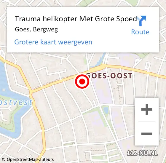 Locatie op kaart van de 112 melding: Trauma helikopter Met Grote Spoed Naar Goes, Bergweg op 30 maart 2022 10:13