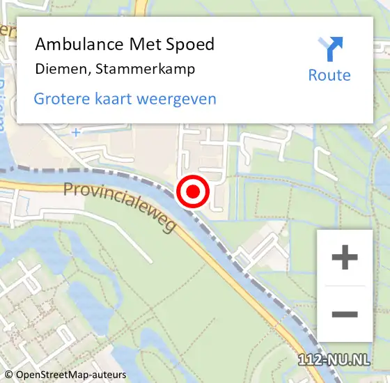 Locatie op kaart van de 112 melding: Ambulance Met Spoed Naar Diemen, Stammerkamp op 30 maart 2022 10:22