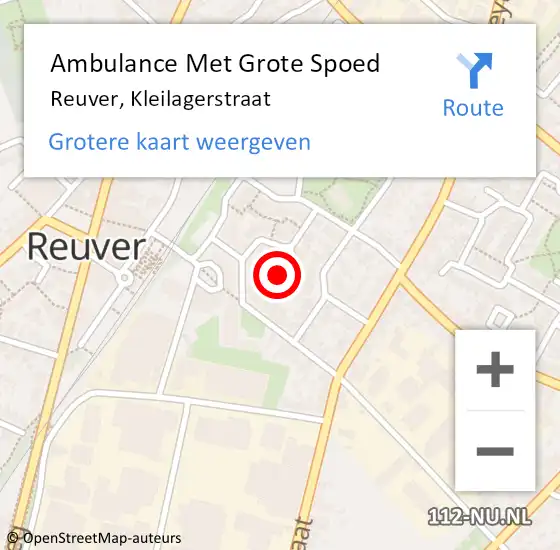 Locatie op kaart van de 112 melding: Ambulance Met Grote Spoed Naar Reuver, Kleilagerstraat op 30 maart 2022 10:24