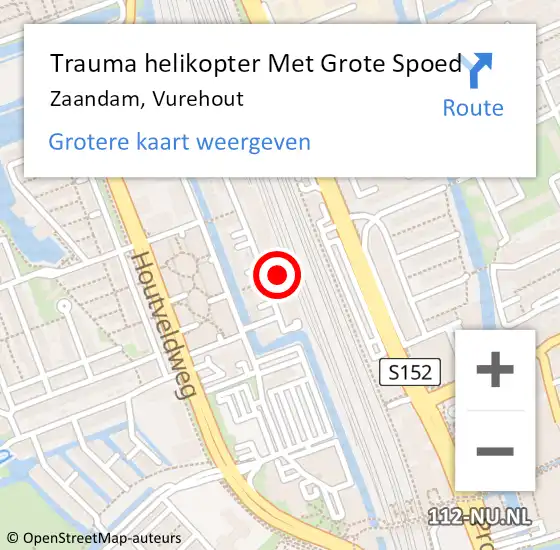 Locatie op kaart van de 112 melding: Trauma helikopter Met Grote Spoed Naar Zaandam, Vurehout op 30 maart 2022 10:37