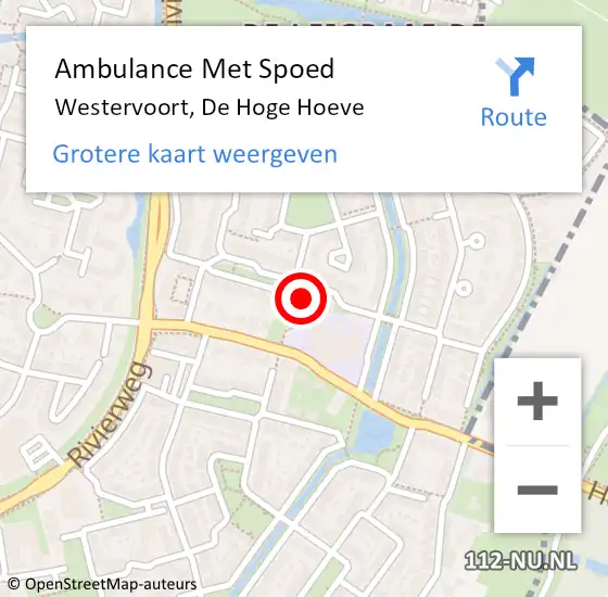 Locatie op kaart van de 112 melding: Ambulance Met Spoed Naar Westervoort, De Hoge Hoeve op 30 maart 2022 10:45