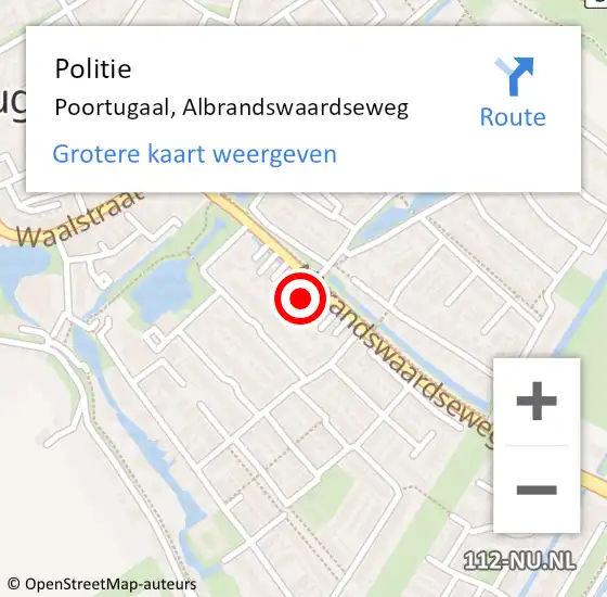 Locatie op kaart van de 112 melding: Politie Poortugaal, Albrandswaardseweg op 30 maart 2022 10:49