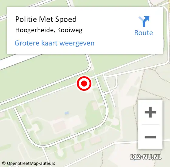 Locatie op kaart van de 112 melding: Politie Met Spoed Naar Hoogerheide, Kooiweg op 30 maart 2022 10:52