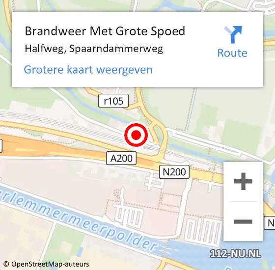 Locatie op kaart van de 112 melding: Brandweer Met Grote Spoed Naar Halfweg, Spaarndammerweg op 30 maart 2022 10:53