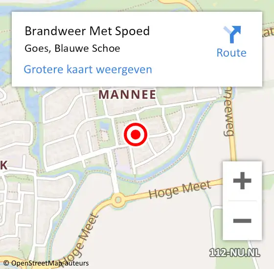 Locatie op kaart van de 112 melding: Brandweer Met Spoed Naar Goes, Blauwe Schoe op 30 maart 2022 11:35