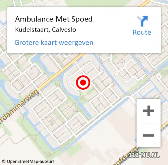 Locatie op kaart van de 112 melding: Ambulance Met Spoed Naar Kudelstaart, Calveslo op 30 maart 2022 11:58