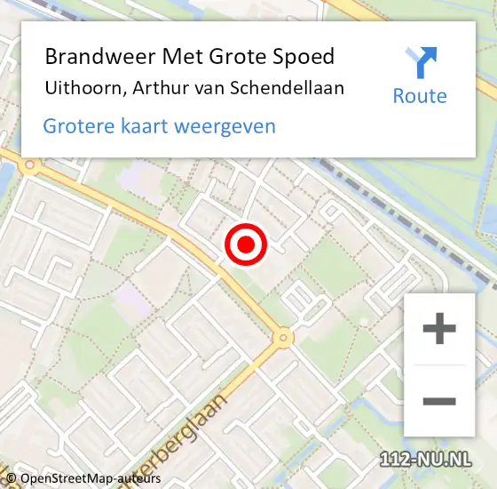 Locatie op kaart van de 112 melding: Brandweer Met Grote Spoed Naar Uithoorn, Arthur van Schendellaan op 30 maart 2022 12:00