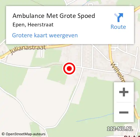 Locatie op kaart van de 112 melding: Ambulance Met Grote Spoed Naar Epen, Heerstraat op 12 juli 2014 17:54