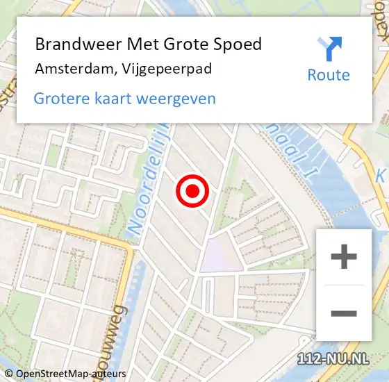 Locatie op kaart van de 112 melding: Brandweer Met Grote Spoed Naar Amsterdam, Vijgepeerpad op 30 maart 2022 12:06