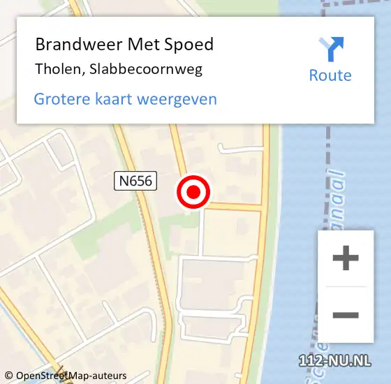 Locatie op kaart van de 112 melding: Brandweer Met Spoed Naar Tholen, Slabbecoornweg op 30 maart 2022 12:16