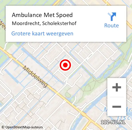 Locatie op kaart van de 112 melding: Ambulance Met Spoed Naar Moordrecht, Scholeksterhof op 30 maart 2022 12:31