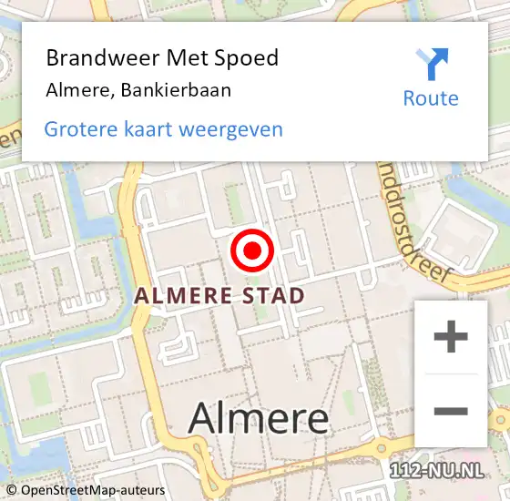 Locatie op kaart van de 112 melding: Brandweer Met Spoed Naar Almere, Bankierbaan op 30 maart 2022 12:43