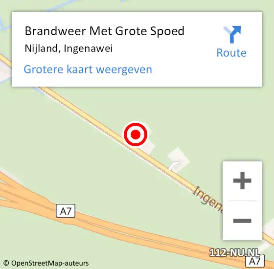 Locatie op kaart van de 112 melding: Brandweer Met Grote Spoed Naar Nijland, Ingenawei op 30 maart 2022 12:50