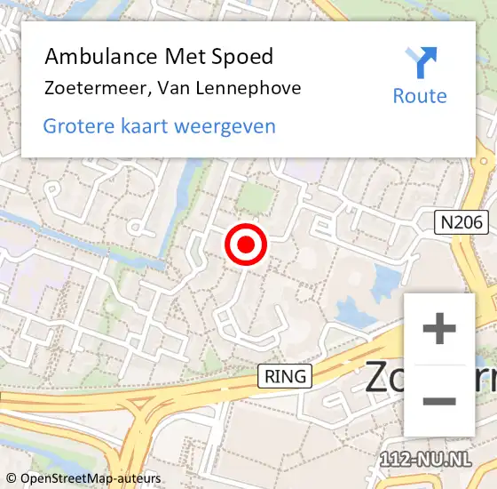 Locatie op kaart van de 112 melding: Ambulance Met Spoed Naar Zoetermeer, Van Lennephove op 30 maart 2022 12:54