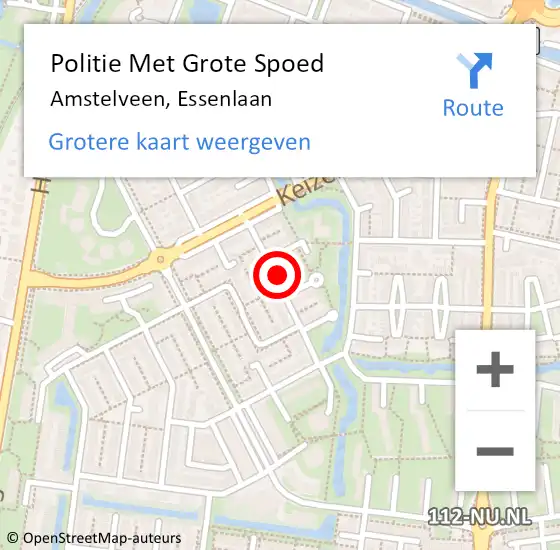 Locatie op kaart van de 112 melding: Politie Met Grote Spoed Naar Amstelveen, Essenlaan op 30 maart 2022 12:57